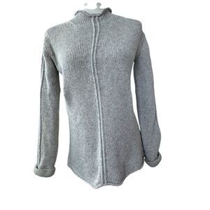 DKNY Jeans Sweater Mock Turtleneck Preppy Gray Knit Top SZ XS